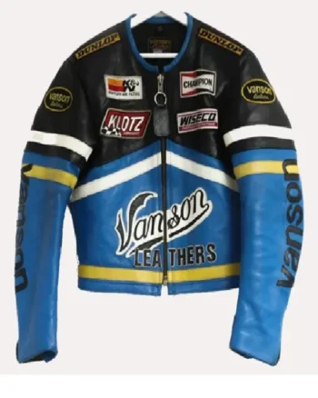 Blue Vanson Leather Motorcycle Jacket