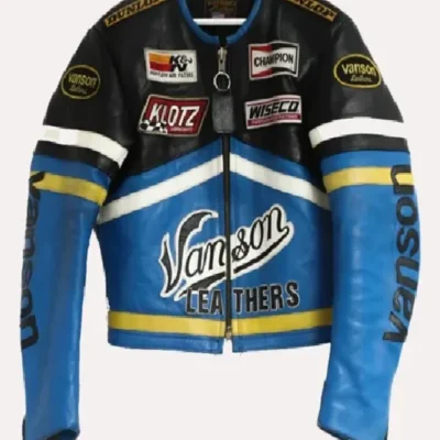 Blue Vanson Leather Motorcycle Jacket