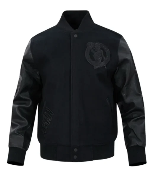 Boston Celtics Triple Black Varsity Wool-Leather Jacket