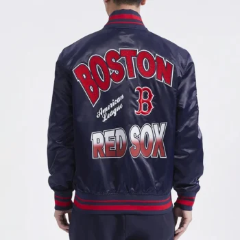 Boston Red Sox Turn It Up M Classic Rib Navy Full-Snap Satin Jacket
