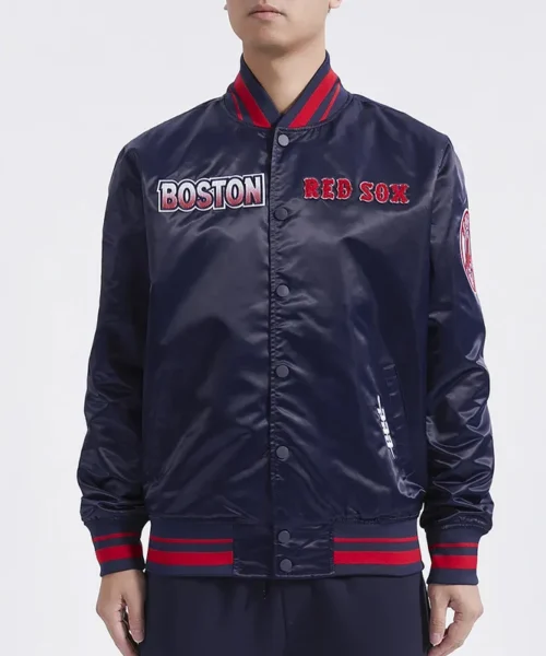 Boston Red Sox Turn It Up M Classic Rib Navy Satin Jacket