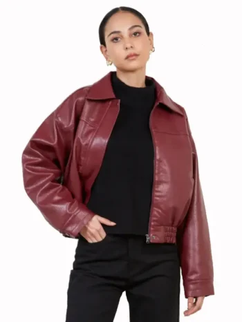 Burgundy Leather Short Jacket