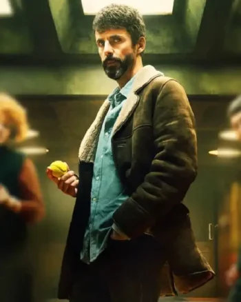 Buy Carl Morck TV Series Dept. Q 2025 Matthew Goode Brown Shearling Suede Coat For Sale
