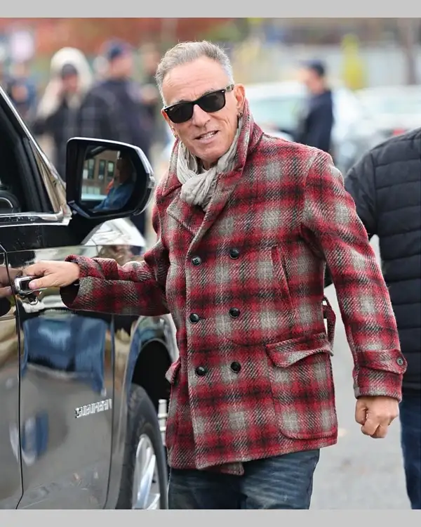 Buy Deliver Me From Nowhere Bruce Springsteen Wool Plaid Checked Coat For Sale