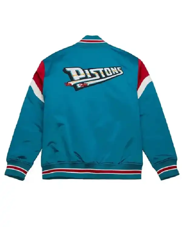 Detroit Pistons Heavyweight Aqua Satin Jacket - Image 2