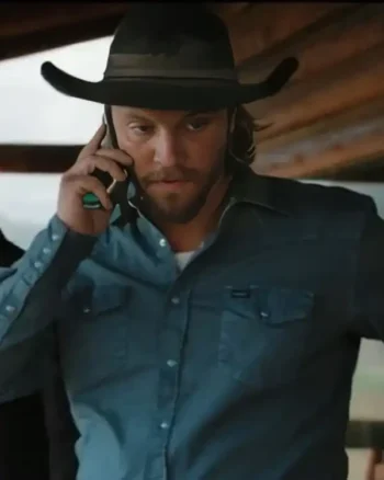 Buy Kayce Dutton TV-Series Yellowstone Season 05 Luke Grimes Blue Denim Shirt Sale