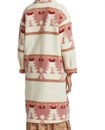 Buy Kelly Reilly Yellowstone Season 5 Episode 5 Beth Dutton Pink Aztec Printed Coat Shacket Sale