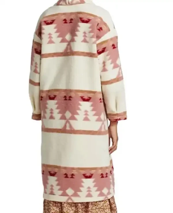 Buy Kelly Reilly Yellowstone Season 5 Episode 5 Beth Dutton Pink Aztec Printed Coat Shacket Sale