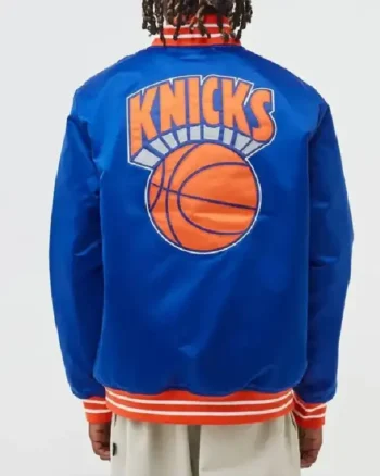Buy Ny Knicks Heavyweight Blue Satin Jacket Sale