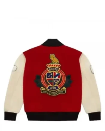 OVO Roots Red and Beige Varsity Jacket - Image 2