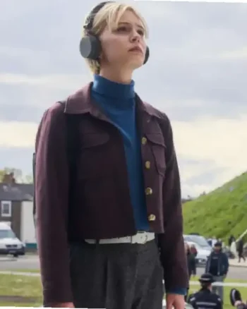 Buy Patience Evans TV Series Patience 2025 Ella Maisy Purvis Burgundy Cotton Jacket For Sale