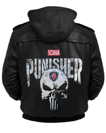 Punisher Black Hooded Bomber Jacket - Image 4