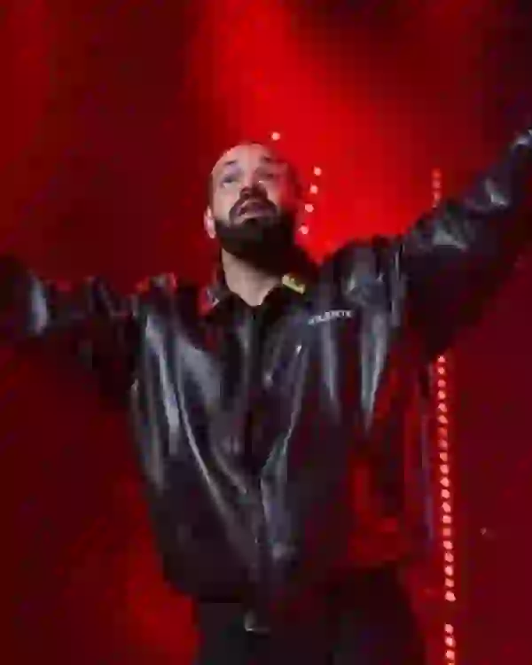 Buy Rapper Drake Amici Violente Black Leather Bomber Jacket