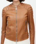 Buy Renée Ballard TV Series Ballard 2025 Maggie Q Brown Leather Jacket For Sale