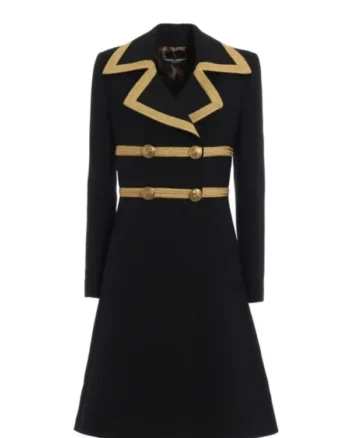 The Today Show 2025 Savannah Guthrie Gold Trim Black Coat - Image 2