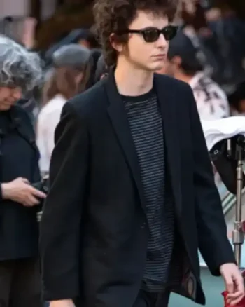 Buy Timothée Chalamet Movie A Complete Unknown 2024 Bob Dylan Black Blazer For Sale