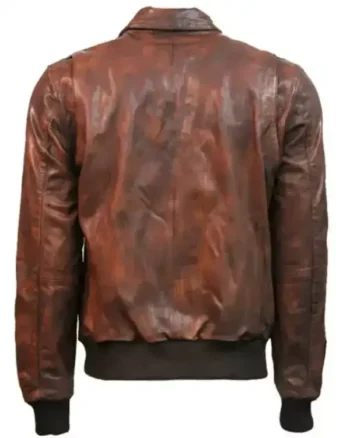 Buy Top Gun Flying Tigers Shirt Style Brown Bomber Zip Up Leather Bomber Jacket For Sale