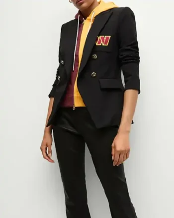 Buy Washington Commanders Women Black Blazer With Removable Hoodie on Sale