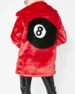 Buy Womens 8 Ball Logo Printed Red Fur Jacket For Sale