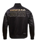 Chicago Bulls Gold Logo Full-Snap Black Satin Jacket