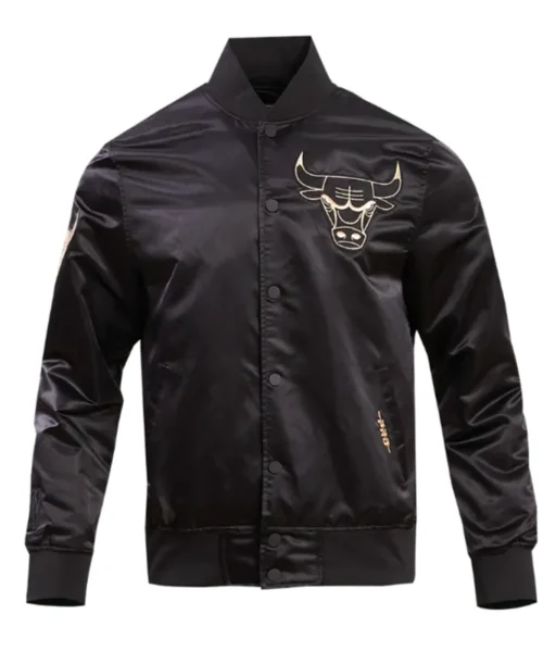 Chicago Bulls Gold Logo Satin Jacket