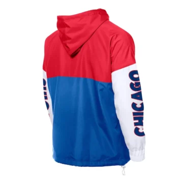 Chicago Cubs Color Block Royal-Red Hoodie Windbreaker - Image 2