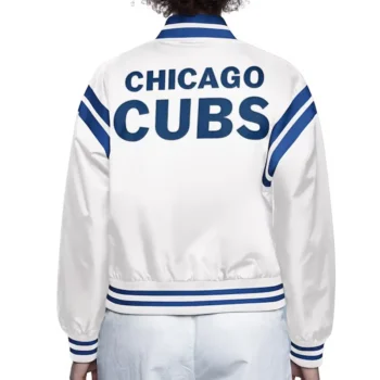 Chicago Cubs White Full Count Satin Jacket - Image 2
