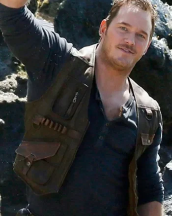 Chris Pratt Jurassic World 2 Owen Grady Brown Leather Vest