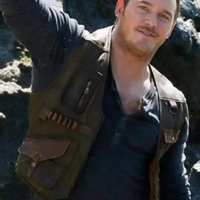 Chris Pratt Jurassic World 2 Owen Grady Brown Leather Vest