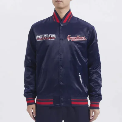 Cleveland Guardians Turn It Up M Classic Rib Navy Satin Jacket
