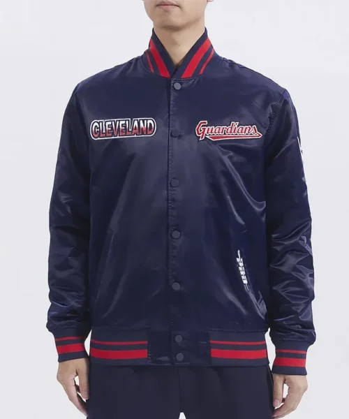 Cleveland Guardians Turn It Up M Classic Rib Navy Satin Jacket
