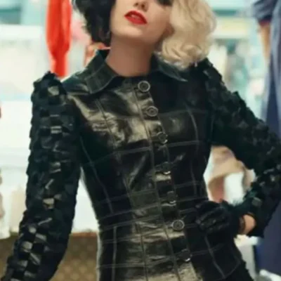 Cruella Emma Stone Black Leather Jacket