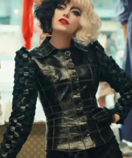 Cruella Emma Stone Black Leather Jacket