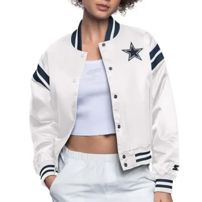 Dallas Cowboys White Full Count Satin Jacket