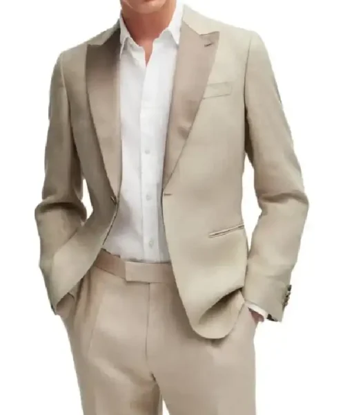 David Trendy Beige Wedding Suit