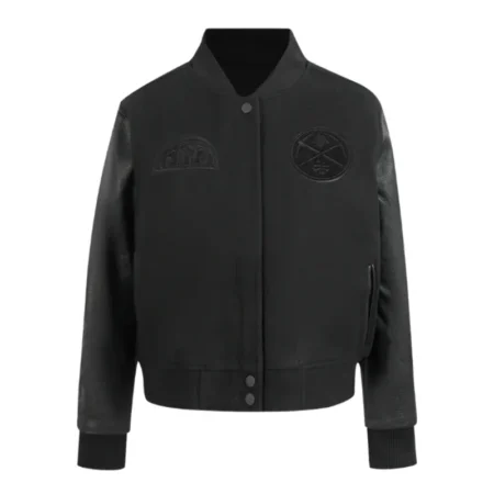 Denver Nuggets Triple Black Varsity Wool-Leather Jacket