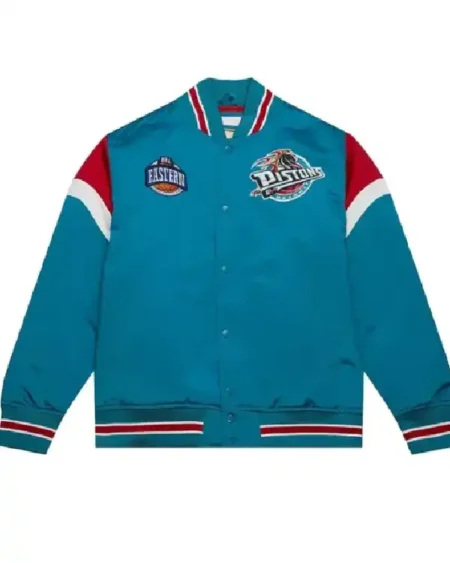 Detroit Pistons Heavyweight Aqua Satin Jacket
