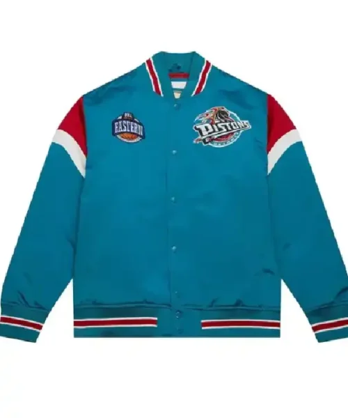 Detroit Pistons Heavyweight Aqua Satin Jacket