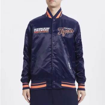 Detroit Tigers Turn It Up M Classic Rib Navy Satin Jacket