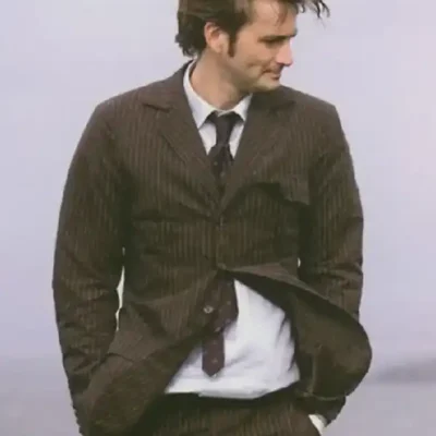 Doctor Who David Tennant 10th Doctor Brown Pinstripe Suit