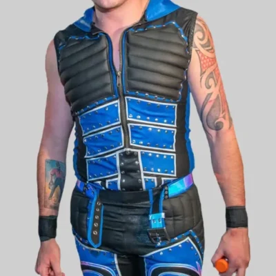 Dominik Mysterio Studded Leather Hooded Vest