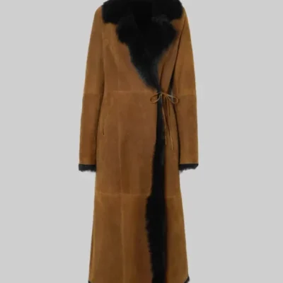 Emily Ratajkowski Brown Fur Coat