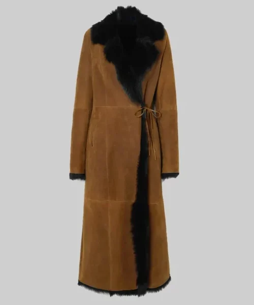 Emily Ratajkowski Brown Fur Coat