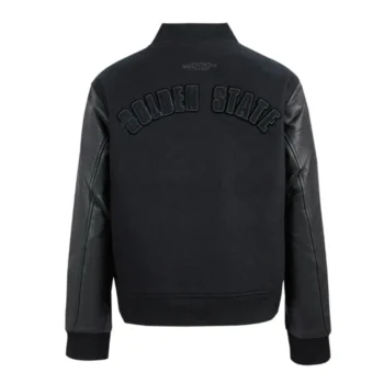 Golden State Warriors Triple Black Varsity Wool-Leather Jacket - Image 2