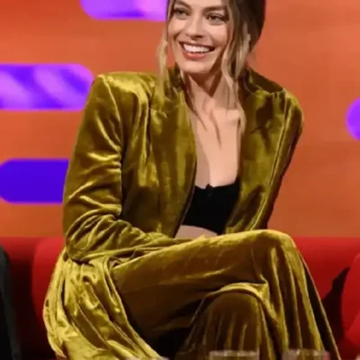 Graham Norton Show 2023 Margot Robbie Velvet Suit