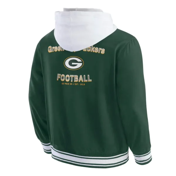 Green Bay Packers Green Cotton Hooded Jacket - Image 2
