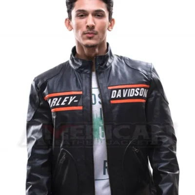 Harley Davidson Bill Goldberg Black Leather Motorcycle Jacket