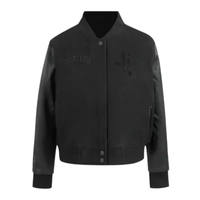 Houston Rockets Triple Black Varsity Wool-Leather Jacket