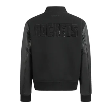 Houston Rockets Triple Black Varsity Wool-Leather Jacket - Image 2