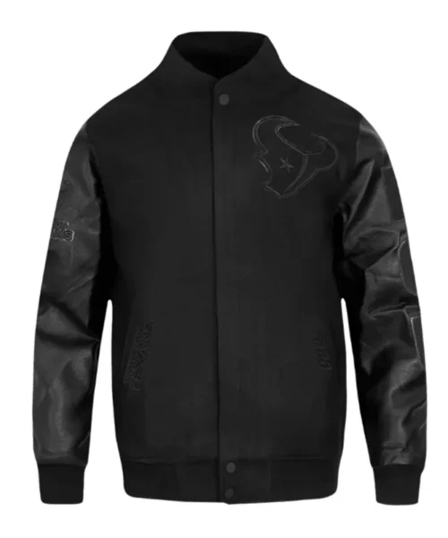Houston Texans Triple Black Varsity Wool-Leather Jacket